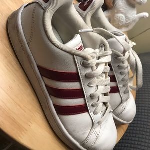 white and maroon adidas
